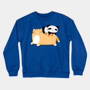 Orange Tabby Cat and Panda Crewneck Sweatshirt